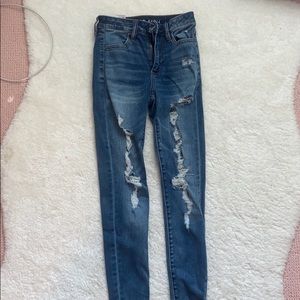 American Eagle High Waisted Ripped Jeans